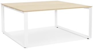 Kadima Design Bürotisch 160x160 cm | Quadratisch Co-Working Homeoffice | Ergonomisch Stauraum | Beige-Weiß | Arbeitstisch