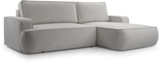 AX LIVING Ablia Sofa L Form mit Schlaffunktion Hellgrau 267 cm breit R