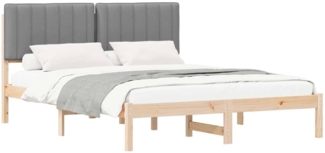 vidaXL Bettgestell mit gepolstertem Kopfteil Hellgrau 160x200 cm 878034