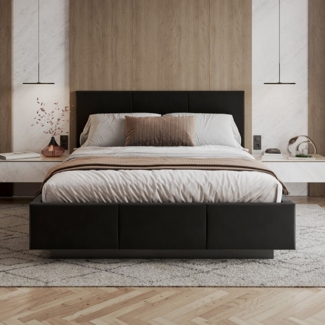 FDM Polsterbett ALMADA modern mit Bettkasten MADE IN EU - mit Trinity Velours Bezug (verfügbar 90x200 120x200 140x200 160x200 180x200 cm, Bettrahmen, Bett, mit großen gepolsterten Kopfteil, mit Bettkasten zum aufklappen), Hebbarer Metallrahmen, Bettkast...