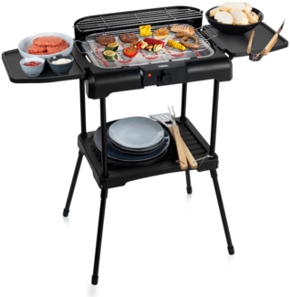 Princess 2in1 Tischgrill mit Gestell, Schwarz, 40 x 25 cm, 2200 W