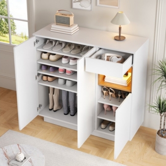 STILVORA Schuhschrank mit Schublade,Aufwahrungsschrank Schuhregal mit verstellbaren Regalen (Schuhkommode, Schuhkipper, 1-St, 1 Schublade) mit verstellbaren Einlegeböden