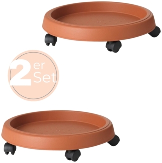 2x Pflanzenroller Outdoor Wetterfest Rollbrett Pflanzen Blumentopf Untersetzer mit Rollen Pflanzenroller Rund Blumenroller 35 cm