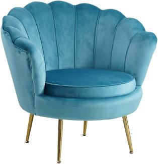 Muschelsessel Samt Blau Relaxsessel Polstersessel Ohrensessel Loungesessel