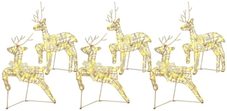 vidaXL LED Rentiere mit 180 LEDs 6 pcs Gold PET 3399385