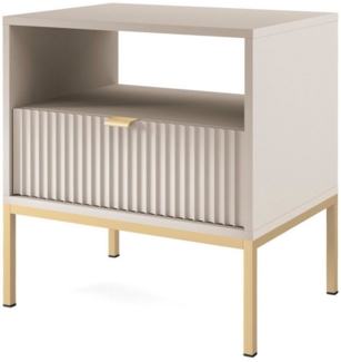 Selsey Nachttisch VELLORE, Schublade, offenes Fach, goldene Metallbeine, 54 cm