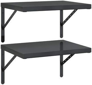 2er-Set Wandregale, Hängeregale 50x40 cm Schwarz Edelstahl de6505