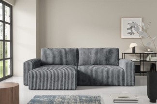 Ecksofa mit Schlaffunktion NATALIA in Stoff Tilia Grau Ottomane Links