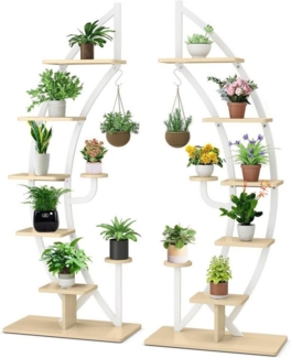 KOMFOTTEU Blumenständer 6-stöckiger Pflanzenständer (2 St), mit Haken