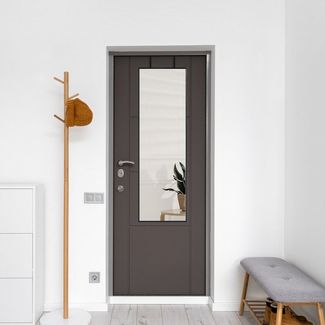 en. casa Ganzkörperspiegel, »Lesina« Türspiegel mit Hängehaken Aluminium 120x37cm Schwarz