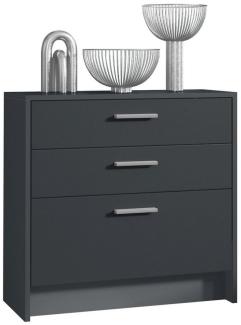 Kommode Alvor Anrichte mit 3 Schubladen 76 x 74 x 33 cm Korpus in Schwarz matt, Fronten in Schwarz matt