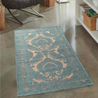 Carpetia Teppich Teppich Wohnzimmer, orientalisch, petrol gold, rechteckig, Höhe: 9 mm