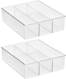 Aufbewahrungsbox mit 3 Fächern 2er Set Schrankbox mDesign transparent