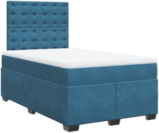 vidaXL Boxspringbett mit Matratze Blau 120x200 cm Samt 3290898