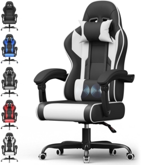 Ergonomischer Massage Gaming Stuhl mit Kopfstütze und Lendenkissen, 150