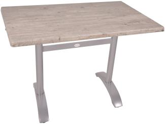 Bistrotisch Set Washington Pine 110cm Tischgestell Alu silber matt Garten Tisch