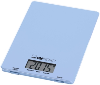 CLATRONIC Küchenwaage digital Glas Tara Rock’n‘Retro KW 3626 blau