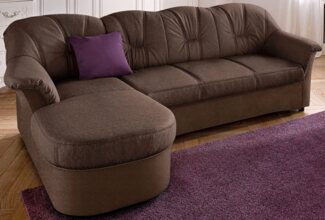 DOMO collection Ecksofa Flores Schlafsofa, B/T/H: 233/142/86 cm, L-Form, wahlweise mit Bettfunktion, wahlweise mit Federkern, auch in Leder