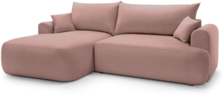 Selsey 'Ovo' Ecksofa mit Schlaffunktion, Stauraum und Samtbezug, hellrosa, links, 93 x 260 x 165 cm