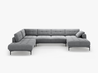 Micadoni Panorama Ecksofa Bemy 7-Sitzer Links Samt Grau