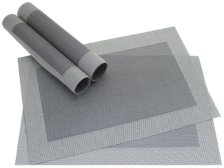 matches21 HOME & HOBBY Platzset Tischset BORDA 4er Silber Schwarz Tischunterlage als Tischdeko, (4-St), modernes Esstisch Platzdeckchen als abwaschbarer Tischuntersetzer
