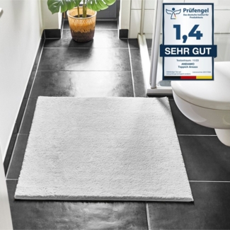 Andiamo Badematte Arezzo, Höhe 16 mm, rutschhemmend beschichtet, fußbodenheizungsgeeignet, schnell trocknend, Polyester, quadratisch, 2er-Set quadratisch 80x80 cm / rechteckig 60x100 cm, Uni Farben, weich & kuschelig, auch in rund und als 2er Set erhäl...