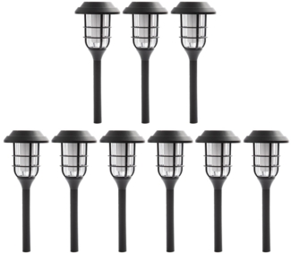 9er Set LED Solarleuchten, Erdspieß, schwarz, H 43 cm