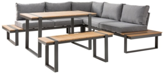 riess-ambiente Sitzgruppe TAMPA LOUNGE 240cm grau / natur, (Set, 3-tlg), Gartenmöbel-Sets · wetterfest · Lounge · inkl. Sitzbank Tisch Kissen