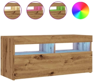 vidaXL TV-Schrank mit LED-Leuchten Artisan-Eiche 90x35x40 cm 856308