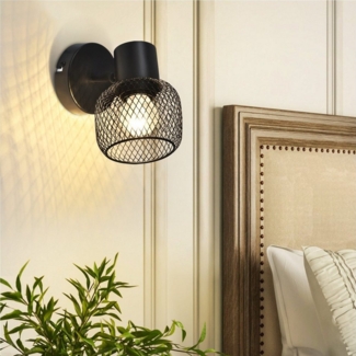 Nettlife Wandstrahler Schwarz Metall Vintage Schwenkbar 330°, Schwenkbar 330°, LED wechselbar, Küche Kinderzimmer Wohnzimmer Schlafzimmer