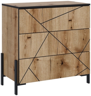 Vicco Kommode Eiche 78x76.8 cm mit 3 Schubladen, Hatto