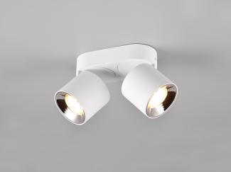 LED Deckenstrahler Weiß 2 Spots schwenkbar dimmbar, Breite 18cm