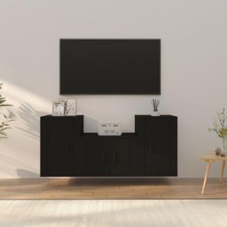 vidaXL 3-tlg. TV-Schrank-Set Schwarz Holzwerkstoff 3188383