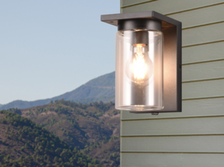 Außen Wandlaterne ARDILA mit Glas Lampenschirm Höhe 19cm, Schwarz