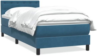 vidaXL Boxspringbett mit Matratze Dunkelblau 80x220 cm Samt 3316621