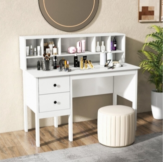 COSTWAY Schreibtisch, mit 2 Schubladen & 5 Fächern, bis 95kg, 120 x 60 x 110 cm