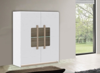 Highboard Standvitrine Vitrinenschrank weiß sonoma eiche 120cm