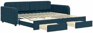 vidaXL Tagesbett Ausziehbar mit Schubladen Blau 100x200 cm Samt 3196983