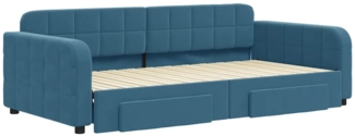 vidaXL Tagesbett Ausziehbar mit Schubladen Blau 100x200 cm Samt 3196983