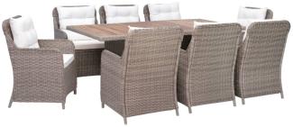 vidaXL 9-tlg. Garten-Essgruppe mit Auflagen Poly Rattan Braun 3057801