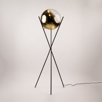 s.luce Stehlampe Dreibeinleuchte Orb 40cm Glaskugel Gold Verlauf, Schwarz