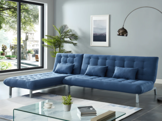 Vente-unique - Schlafsofa Klappsofa modulierbar - Stoff - Blau - HORNET