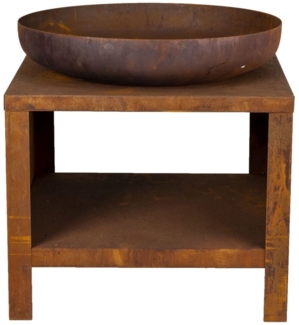 Esschert Design Feuerschale, mit Holzfach, Stahl Rostbraun, Ø 61x62 cm