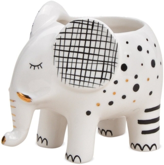 matches21 HOME & HOBBY Blumentopf Moderner Blumen-Topf Elefant & Brille schwarz weiß in 12 x 9 cm (1 St), Pflanztopf als Wohnzimmer-Deko Übertopf und Tischdeko Pflanzgefäß