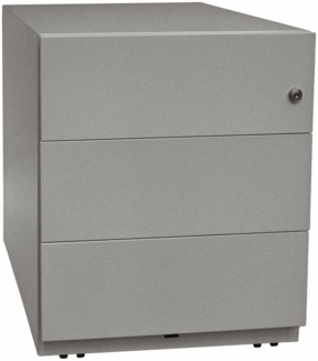 BISLEY Note Rollcontainer mit 3 Schüben aus Metall abschließbar in silber - Bürocontainer mit Schloss für DIN A4 Dokumente, Kleinteile & Büromaterial, Container für Büro & Homeoffice auf Rollen, NWA59M7SSS-355