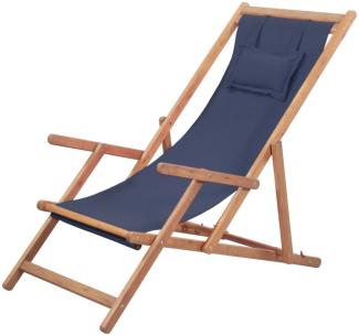 vidaXL Strandstuhl Klappbar Stoff und Massivholz Blau 43996