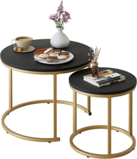 Runde Couchtische 2er-Set Beistelltisch Metallrahmen Wohnzimmer Schlafzimmer