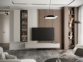 MOEBLINE Wohnwand Medienwand FIVO 1 kaschmir 3-St TV-Lowboard Hängeschränke
