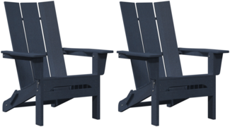 vidaXL Faltbare Adirondack Stühle 2 Stück Marineblau 74.5x80.5x90 cm HDPE 3335819
