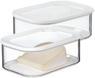 Mepal MODULA Käsedose Aufschnittdose 2000 ml 2er Set weiß